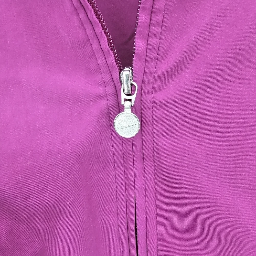 Nike purple striped embroidered windbreaker jacket women's size large